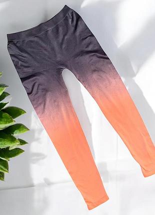 Р. 42-44-46/xs-s-m женские спортивные лосины с градиентом серый с персиковым south beach