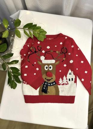 Новогодний свитер primark с оленем