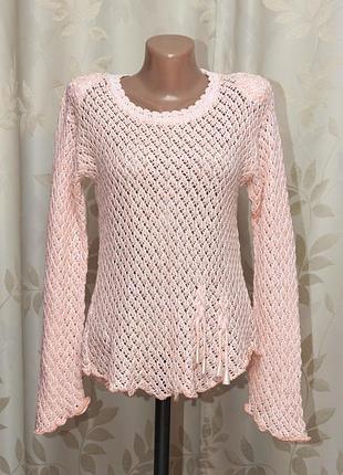 Ажурна персикова кофта.