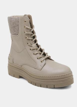 Новые теплые, утепленные кожаные бежевые ботинки tommy hilfiger7 фото