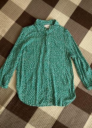 Зелена  рубашка в білий горошок