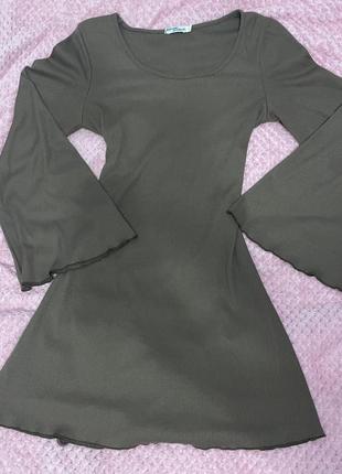 Коричнева сукня з завʼязками