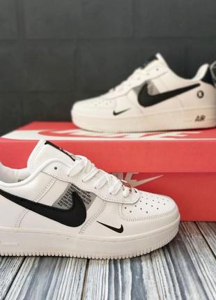 Nike air force 1 mid white black кроссовки женские найк аэр форс аир кроссовки