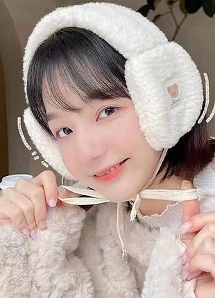 Пов'язка навушники чепчик тепла плюшева полу шапка  підліткова дитяча жіноча для дівчат