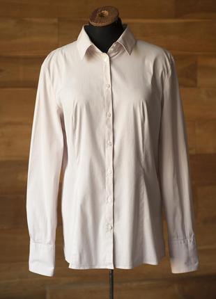 Рожева котонова сорочка в смужку жіноча hugo boss, розмір l, xl