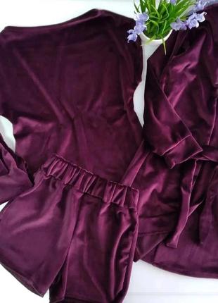 Велюрова піжама з халатом