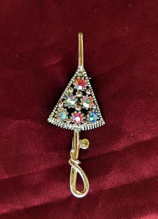 Милая винтажная брошь "парасолька"