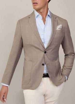 Manor - m - 48-50 - льон-котон - бежевий піджак швейцарського бренду чоловічий блейзер п50 п48