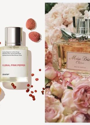 Парфумована вода від dossier floral pink pepper inspired miss dior cherie, 50 ml.