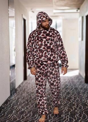 Плюшева чоловіча тепла піжама