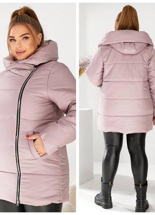 Куртка стеганная с капюшоном, зима, размеры 50-60