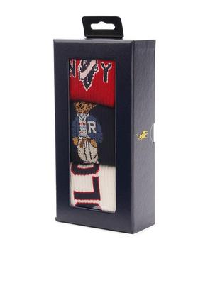 Оригінальні шкарпетки polo ralph lauren (3 пари), трендові шкарпетки з ведмедиком, набір шкарпеток