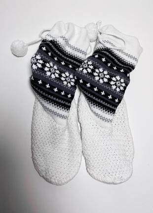 Капці-шкарпетки вʼязані теплі