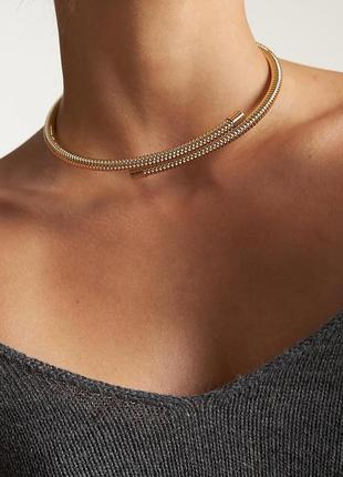 Колье золото/серебро тренд