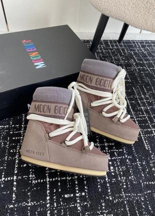 Коричневые низкие moon boot/ moonboot/ мунбуты
