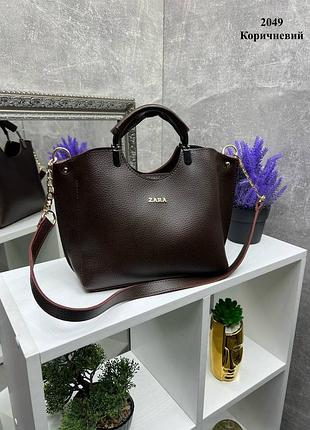 Женская стильная и качественная сумка из эко кожи коричневая