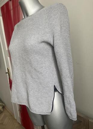 Серый кроп топ свитшот с замочками в рубчик