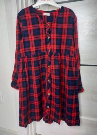Нарядное школьное новогоднее платье платье красное в клетку с длинным рукавом next некст 8 лет 128