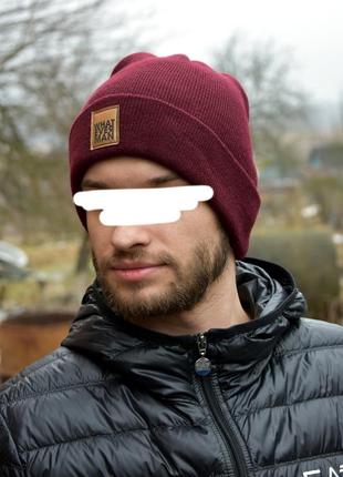 Чоловіча жіноча шапка бордова акрилова унісекс