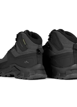 Мужские зимние удобные влагостойкие ботинки с мехом,черные,серые,полосные, походные, зима4 фото