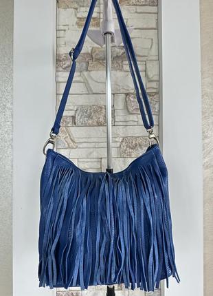 Кожаная сумка бохо с бахромой genuine leather