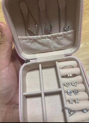 Шкатулка pink 10*10*5 см для украшений и ювелирных изделий портативная3 фото