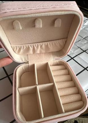 Шкатулка pink 10*10*5 см для украшений и ювелирных изделий портативная4 фото