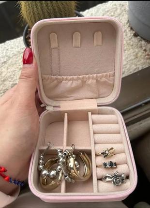 Шкатулка pink 10*10*5 см для украшений и ювелирных изделий портативная5 фото