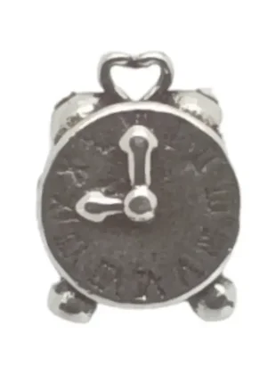 Серебряная бусина шарм часы с чернением 963-ч