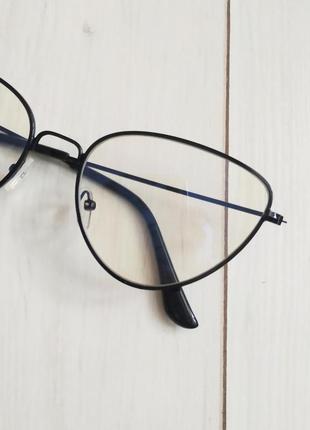 Окуляри лисички іміджеві комп'ютерні окуляри, оправа кішечки, прозорі з захистом пк3 фото
