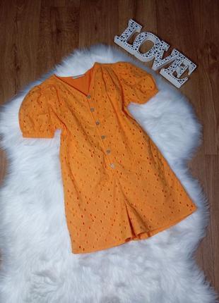 Стильный летний комбинезон шортами с прошвой на 7 лет 🧡