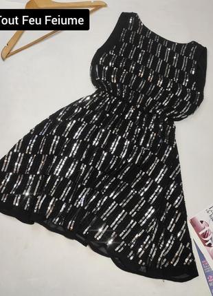 Платье женское мини клеш в пайетках серебристое от бренда tot feu feiume s