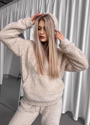 Теплый костюм тедди, xs,s,m,l молоко, черный, шоколад, беж и графит