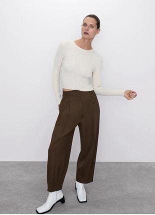 Укорочені штани банани балони на високій посадці від zara