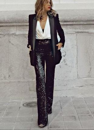 Zara (s) брюки леггинсы клеш с пайетками