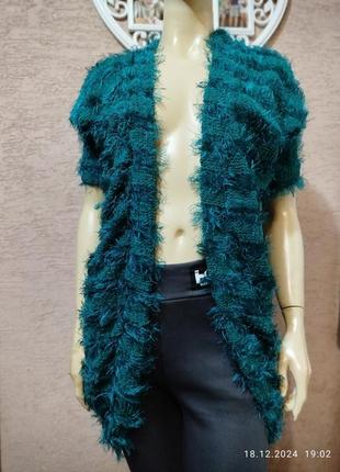 Пушистый зелёный кардиган s-m 5533ю