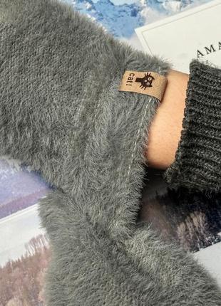 Женские, подростковые перчатки, махровые перчатки, перчатки-травка