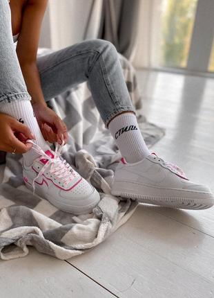 Женские кроссовки nike air force shadow white/pink5 фото