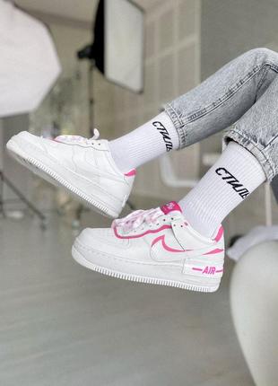 Женские кроссовки nike air force shadow white/pink4 фото