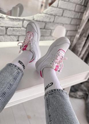 Женские кроссовки nike air force shadow white/pink8 фото