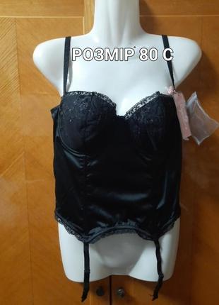 Новый роскошный пеньюар корсет р.80 с 36 от lepel, кружево, косточки, крепление для чулок