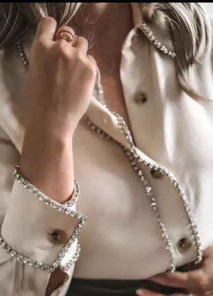Блуза-рубашка со стразами zara