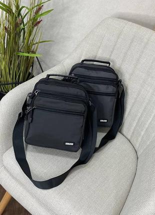 Мужская качественная и стильная сумка мессенджер черная и серая