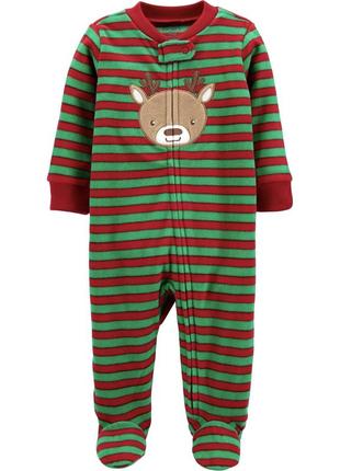 Теплий новорічний флісовий чоловічок сліп піжама комбінезон carter’s картерс для хлопчика