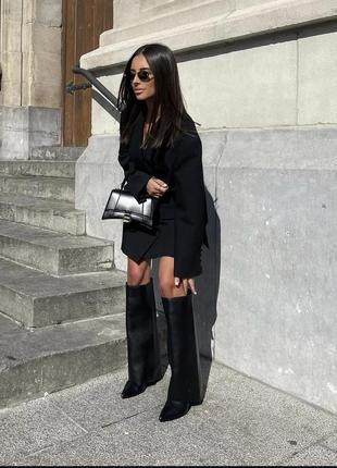 Сапоги  zara  высокие  на каблуке