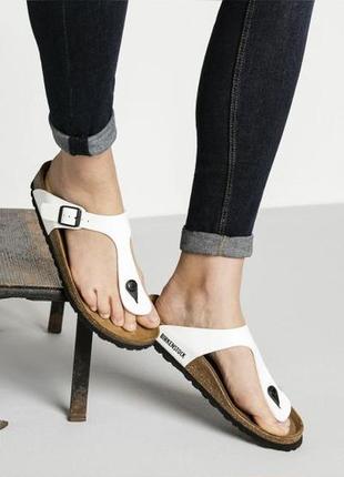 Жіночі шльопанці ортопедичні\в'єтнамки\ birkenstock gizeh \ р.37 \білі