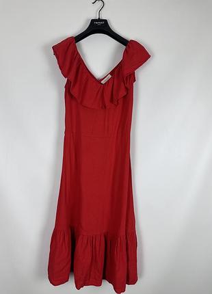 Красное платье лен s f&f uk 6