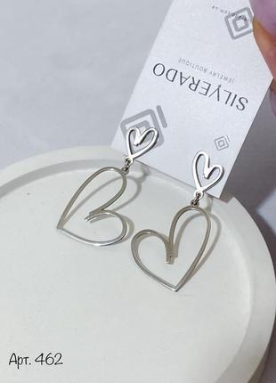 Срібні сережки 925 проби з сердечками