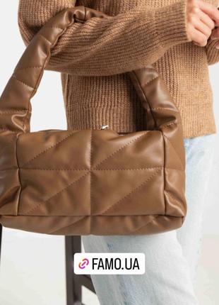 Сумка  стеганнная famo эко-кожа коричневая мокко