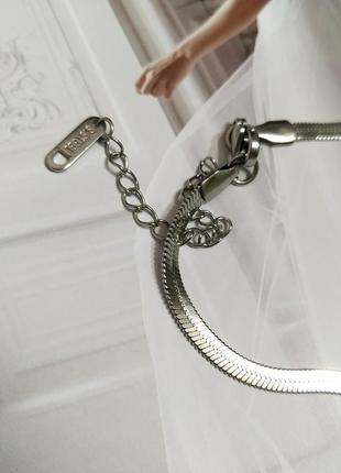 Стальная цепочка на шею цепочка сталь под серебро колье минимализм